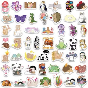 Cute cartoon animal stickers aesthetic waterproof decal pack for laptop phone notebook