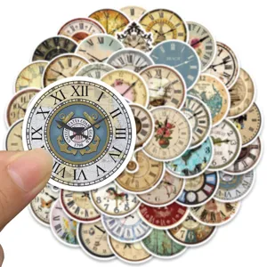 Vintage clock stickers aesthetic retro dial waterproof decals for luggage laptop room decor