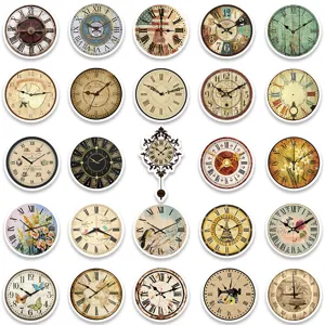 50pcs vintage retro clock stickers set for luggage notebook room decoration waterproof decals
