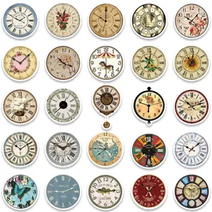 Vintage clock stickers waterproof decorative decal pack for luggage notebook diary 50pcs