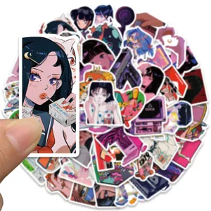 Y2K retro anime aesthetic girl waterproof stickers bulk pack for laptop luggage