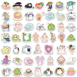 Cute cartoon animal and food stickers pack, waterproof vinyl decal for laptop, phone, 100pcs