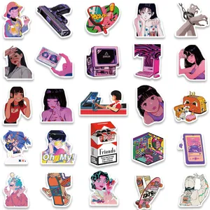 Y2K retro aesthetic cute girl graffiti stickers waterproof decal for laptop luggage phone