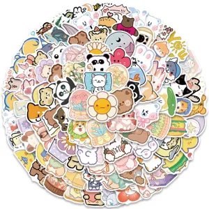 Cute cartoon VSCO stickers set, 100pcs waterproof small vinyl decals for laptop water bottle.