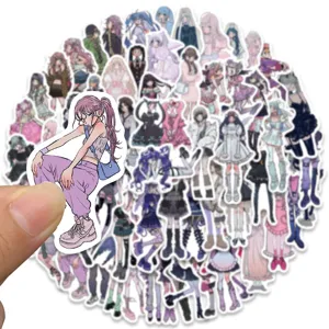 Y2K sweet cool vintage millenium style anime girl waterproof stickers for laptop phone