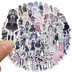 Y2K gothic cute anime girl aesthetic stickers pack for laptop luggage phone decoration.