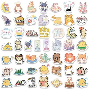 Cute cartoon stickers set for laptop phone water bottle decoration aesthetic stationery.