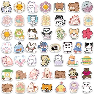 Cute cartoon aesthetic waterproof stickers set for laptop, phone and notebook decor.