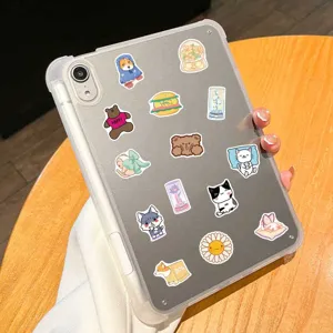 Cute cartoon sticker set for transparent tablet phone case, aesthetic waterproof decals.
