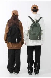 Sac à dos scolaire décontracté en toile unie simple pour les étudiants voyage quotidien