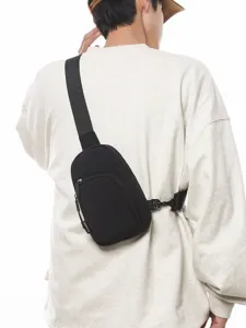 Japanischer minimalistischer schwarzer Brustbeutel leichten Mini-Umhängetasche für Damen Herren.
