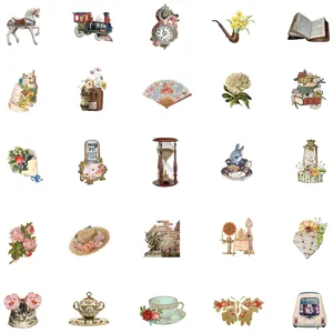 Retro vintage art stickers decorative waterproof DIY decals for luggage laptop guitar