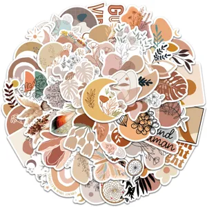 50pcs boho aesthetic stickers waterproof vinyl decal for laptop luggage guitar art decor