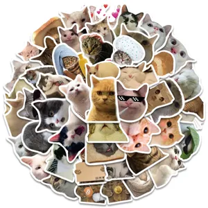 Cute funny cat meme waterproof stickers pack for laptop water bottle skateboard luggage DIY