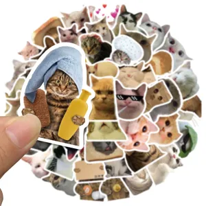 Cute cartoon cat stickers, waterproof DIY decal for luggage, water bottle, and helmet.