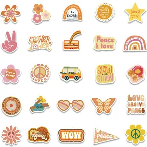 Detailed view of bohemian art waterproof stickers, perfect for luggage and laptop decor.