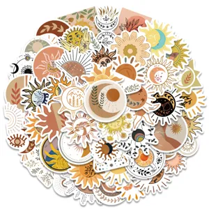 Bohemian art aesthetic waterproof stickers pack for laptop, luggage, guitar decoration.