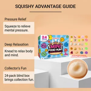 Ninos mini comida squishy juguete caja ciega juego de 24 piezas regalo bonito