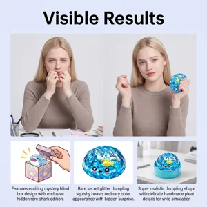 DOWMOO giocattolo squishy ravioli animale marino con scatola misteriosa e slime glitterato.