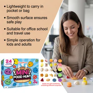 Detalle de la caja misteriosa de juguetes squishy de comida con bonitos artículos antiestrés