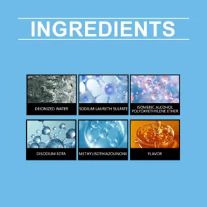Vue détaillée des ingrédients actifs, des structures moléculaires et de la formule.