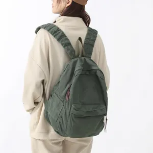 Sac à dos en toile unie pour femme style école décontracté pour les voyages quotidiens