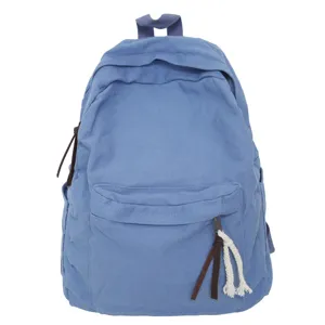 Sac à dos en toile unie pour femme, cartable décontracté et sac de voyage polyvalent.