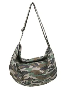 Casual camouflage canvas shoulder bag, large capacity crossbody hobo bag for women daily commute.