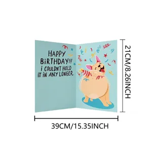Carte d'anniversaire bouledogue français amusante avec musique, design mignon 39x21 cm