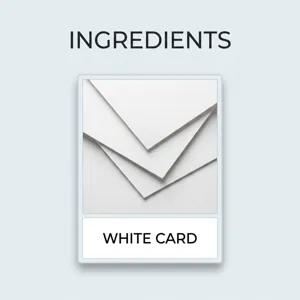 Détail du matériau de papier de carte blanche de vœux montrant la qualité de carton stratifié.