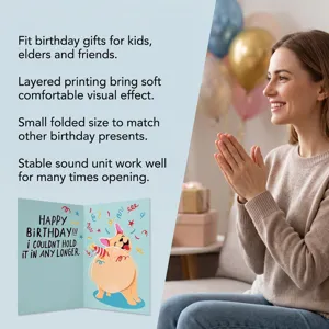 Carte d'anniversaire musicale avec design de bouledogue français mignon pour les amis et enfants.