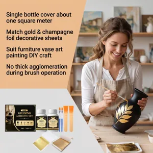 vyreth kit de colle à dorer avec vernis protecteur et feuilles d'or pour loisirs créatifs.