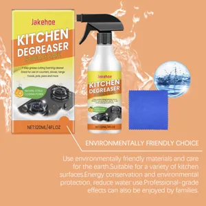 Dégraissant de cuisine JAKEHOE spray 120ml avec chiffon pour plaques de cuisson et hottes.