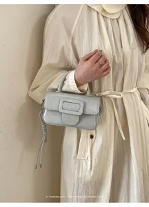 Minimalist women mini square handbag stylish top handle crossbody bag light grey chic