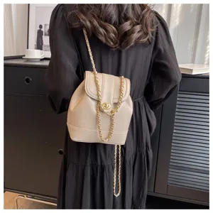 Femme mode sac à dos chaîne décontracté PU cuir petit sac épaule voyage élégant sac à dos