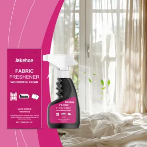 Fabric freshener spray 120ml detail view showcasing bottle design and matching packaging box.