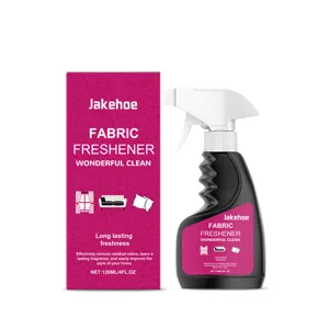 JAKEHOE fabric freshener spray 120ml bottle with packaging box for home textile freshness.