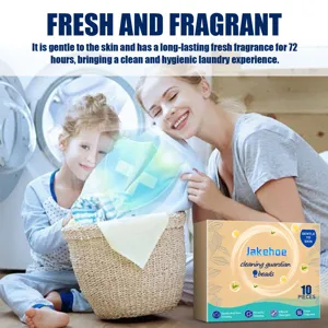 Jakehoe 10 τεμ. κάψουλες πλυντηρίου ρούχων, πολύ απαλές στο δέρμα με φρέσκο άρωμα.