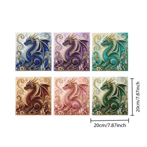 Detailansicht DIY 5D Diamant Malerei Drache Set, 20x20cm glänzende Kristall Wandkunst Dekoration.