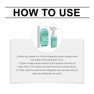 Dettaglio delle istruzioni d'uso dello spray sbrinatore per frigorifero da 120ml.
