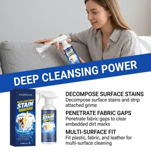 HOMEXA multi-functional stain remover spray 120ml for deep cleaning fabric and leather surfaces.