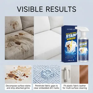 Detail view of multi-functional stain remover spray demonstrating powerful cleaning performance.