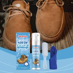 Kit mousse nettoyant daim Jakehoe avec brosse et chiffon pour entretien chaussures 100ml.