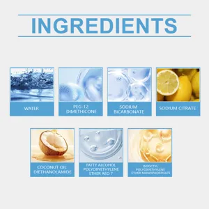 Detail graphique des ingredients et formules pour le kit de nettoyage de daim cuir.