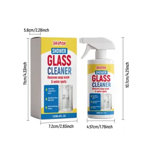 JAKEHOE shower glass cleaner detail image, showing product size, bottle and box design.