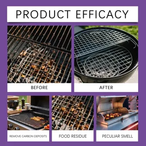 Affichage de l'efficacité du nettoyant pour grill avant et après élimination de la graisse.
