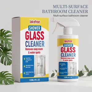 Jakehoe 120ml shower glass cleaner spray bottle for bathroom water spot removal detailed view.
