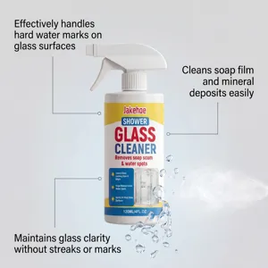 Shower glass cleaner spray 120ml removes hard water marks soap scum and mineral deposits.