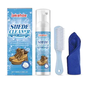 Jakehoe Nettoyant Daim Mousse Kit pour Chaussures Bottes 100ml avec Brosse et Chiffon