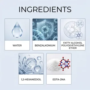 Detailed infographic showcasing the main chemical ingredients of the cleaning spray formula clearly.